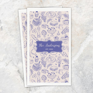 Serviette En Papier Nom de famille personnalisé Nourriture mignonne de