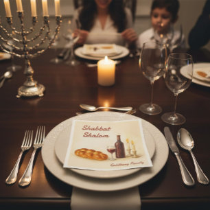 Serviette En Papier Nom de famille personnalisé Shabbat Shalom