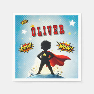 Serviette En Papier Nom de garçon de super-héros de style BD pour anni