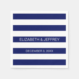 Serviette En Papier Nom de la bande préppie horizontale blanche de la 