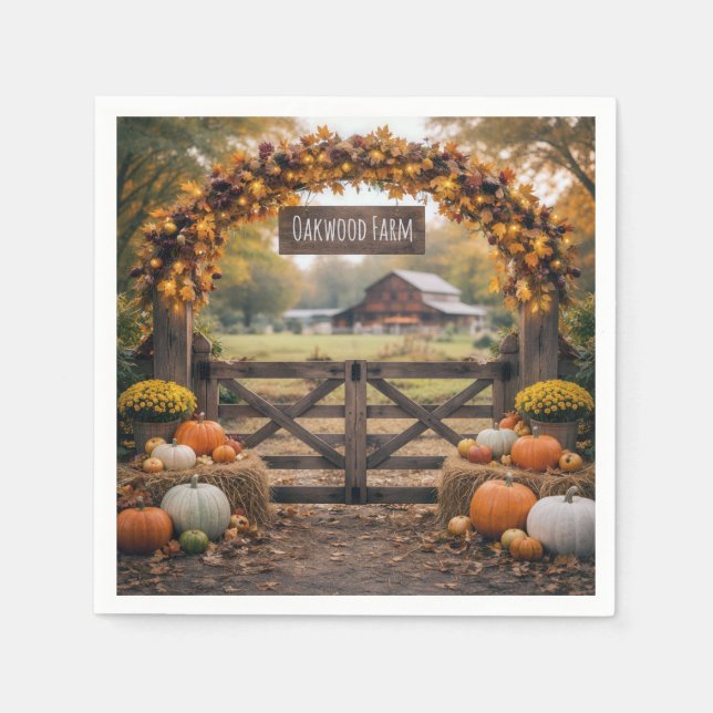 Serviette En Papier Nom de la ferme à la porte d'automne (Devant)