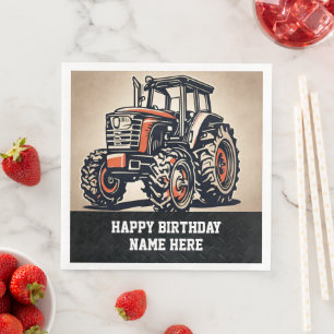 Serviette En Papier Nom de la ferme Joyeux Anniversaire Tractor Tillag