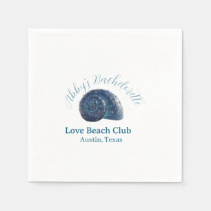 Serviette En Papier Nom de la fête de fiançailles club de plage mer bl