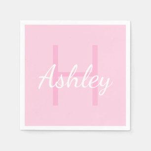 Serviette En Papier Nom de la fille mignonne Monogrammed Rose et bla