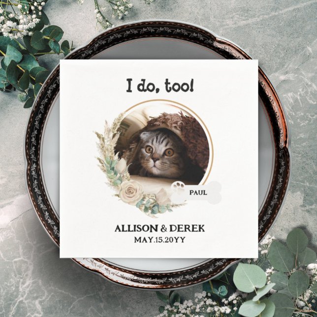 Serviette En Papier Nom de l'animal Chien Chat Personnalisé Photo Wrea (Créateur téléchargé)