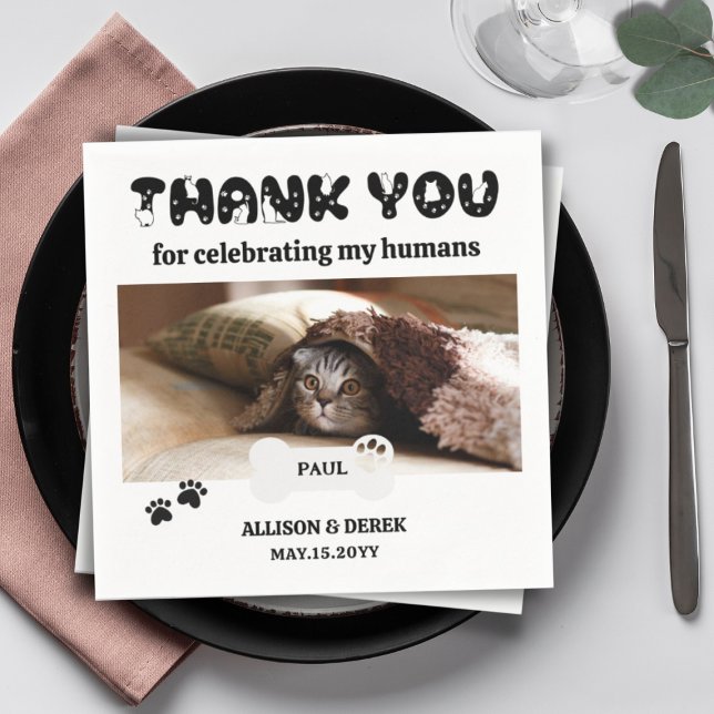 Serviette En Papier Nom de l'animal Chien Chat Photo personnalisée Fun (Créateur téléchargé)