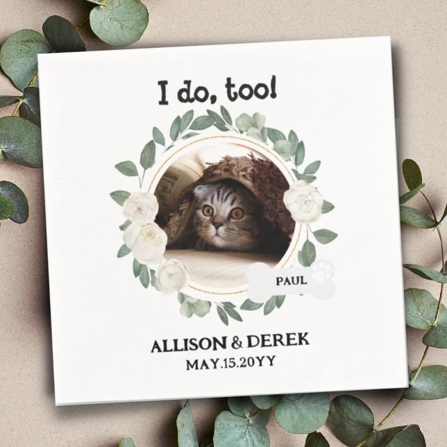 Serviette En Papier Nom de l'animal Chien Chat Photo personnalisée Mar (Créateur téléchargé)