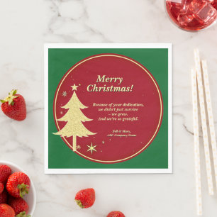 Serviette En Papier Nom de l'entreprise Message Rouge, Arbre de Noël O