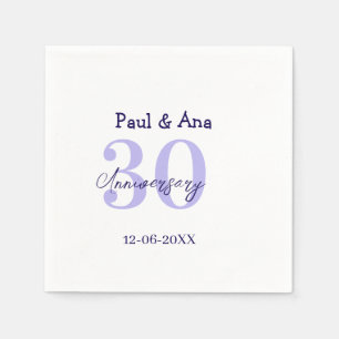 Serviette En Papier nom de lettre gras violet 30e anniversaire simple