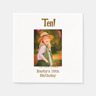 Serviette En Papier nom de photo d'anniversaire 10 ans date simple mar