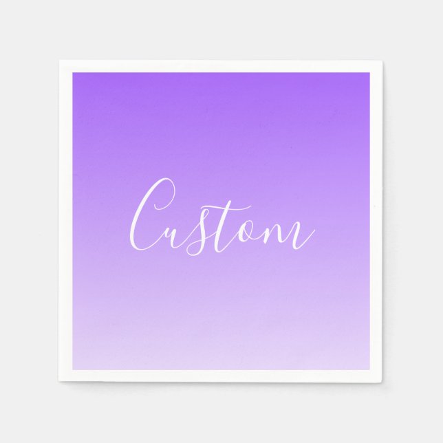Serviette En Papier Nom de script cursif & ombre violet clair modifiab (Devant)