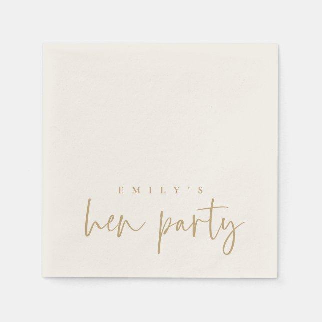 Serviette En Papier Nom de script Simple Gold pour enterrement de vie  (Devant)