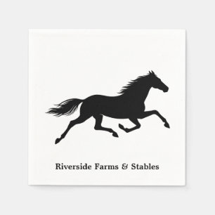 Serviette En Papier Nom d'écurie de cheval équestre Blanc