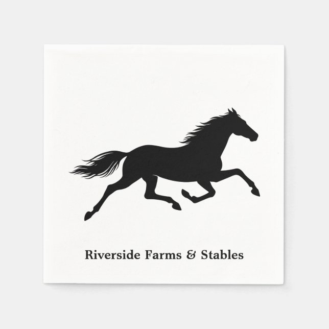 Serviette En Papier Nom d'écurie de cheval équestre Blanc (Devant)