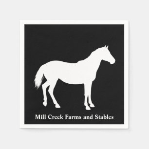 Serviette En Papier Nom d'entreprise équestre Cheval Blanc