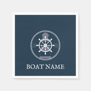 Serviette En Papier Nom du bateau Marine Bleu Nautique Personnalisé