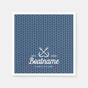 Serviette En Papier Nom du bateau Marine Bleu Nautique Personnalisé
