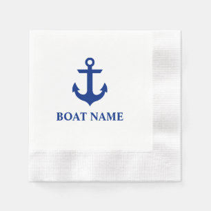 Serviette En Papier Nom du bateau nautique Ancre Dîner blanc