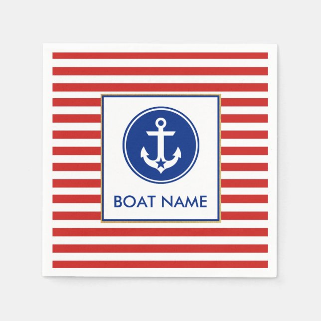 Serviette En Papier Nom du bateau nautique Cocktail Serviettes RWB (Devant)
