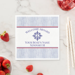 Serviette En Papier Nom du bateau Port d'attache Rose des vents Ancre