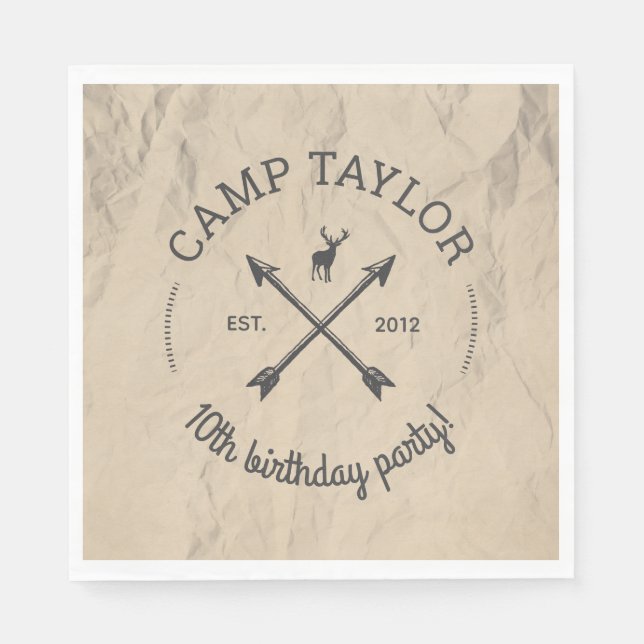 Serviette En Papier Nom du camp Logo fête d'anniversaire (Devant)