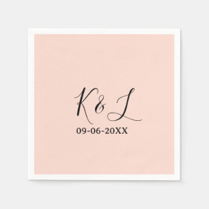 Serviette En Papier nom du couple de mariés lettre date fond pastel ro