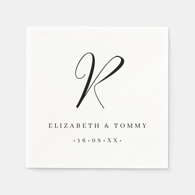 Serviette En Papier Nom du couple Nom Mariage Monogramme (Devant)