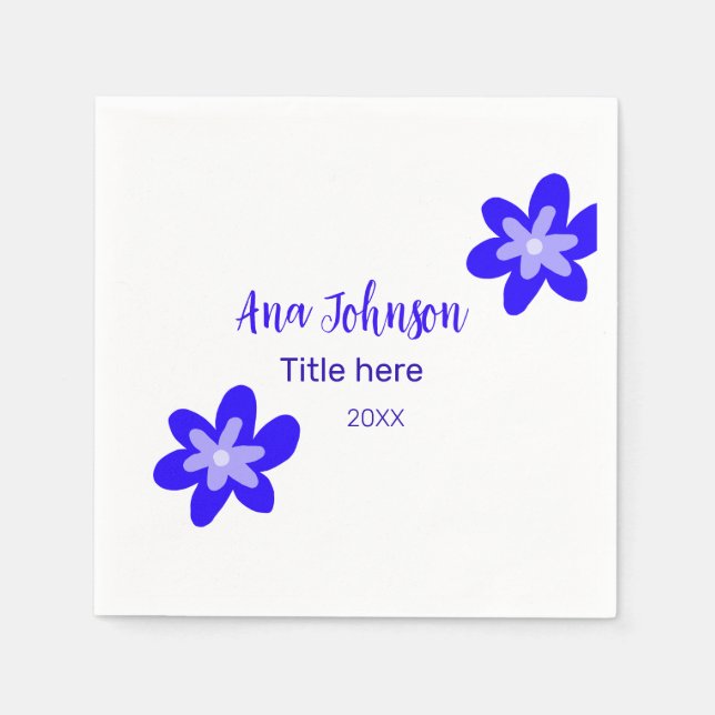 Serviette En Papier Nom du doodle fleur bleu année 20XX profession (Devant)