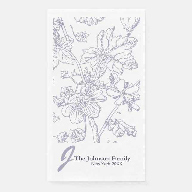 Serviette En Papier Nom du monogramme de famille personnalisé Élégant  (Devant)