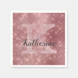 Serviette En Papier Nom du monogramme du diamant rose rose rose rouge 