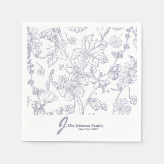 Serviette En Papier Nom du monogramme familial personnalisé Élégant Sc