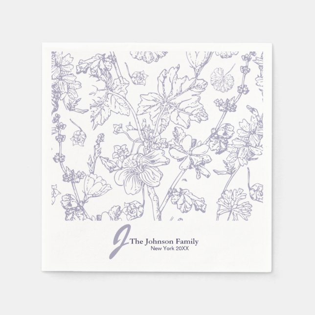 Serviette En Papier Nom du monogramme familial personnalisé Élégant Sc (Devant)