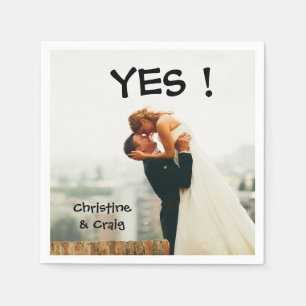 Serviette En Papier Nom du script photo personnalisé minimaliste Date