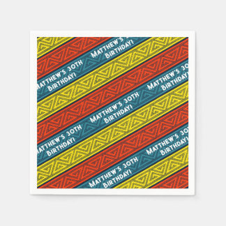 Serviette En Papier Nom et âge Anniversaire Fête Celtique Bleu Rouge