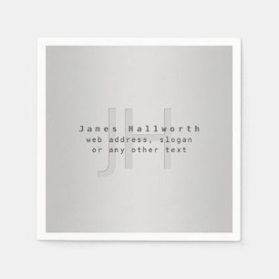 Serviette En Papier Nom et slogan éditable moderne   Dégradé gris