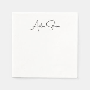 Serviette En Papier Nom minimaliste simple et élégant en noir et blanc