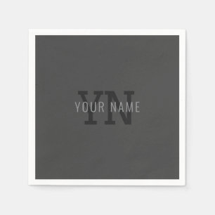 Serviette En Papier Nom monographique moderne gris foncé (ou autre tex