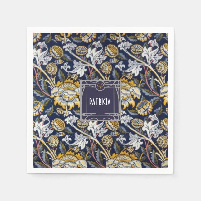 Serviette En Papier Nom monographique William Morris Sunflower (Devant)