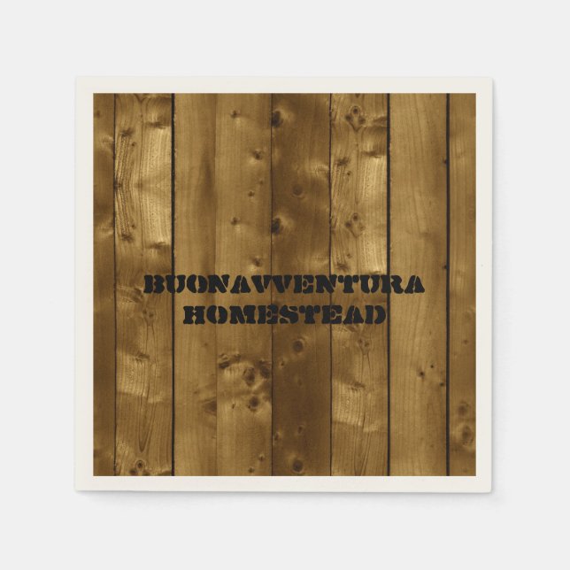 Serviette En Papier Nom personnalisable des lames en bois rustique (Devant)