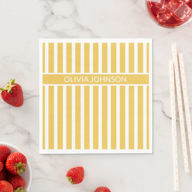 Serviette En Papier Nom Personnalisable Jaune d'été (En situation)