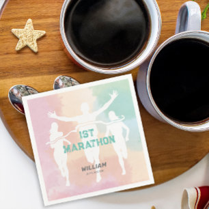 Serviette En Papier Nom personnalisé 1ère fête de fête du marathon