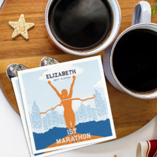 Serviette En Papier Nom personnalisé 1ère fête de fête du marathon