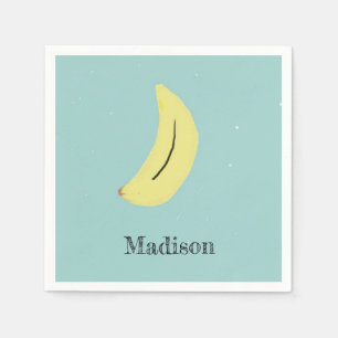 Serviette En Papier Nom personnalisé banane peinte sur bleu