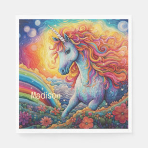 Serviette En Papier Nom personnalisé belle licorne