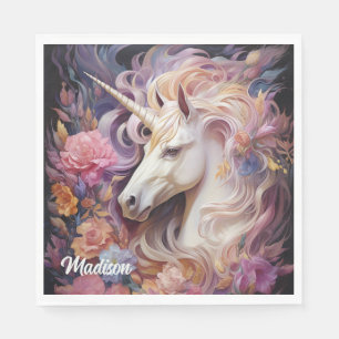 Serviette En Papier Nom personnalisé belle licorne