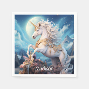 Serviette En Papier Nom personnalisé belle licorne