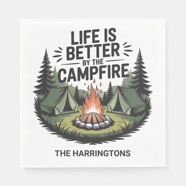 Serviette En Papier Nom personnalisé Camping (Devant)