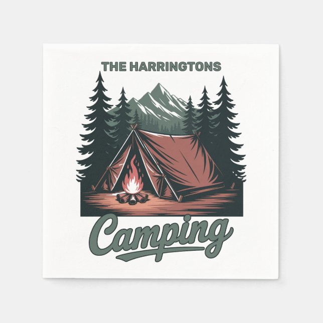 Serviette En Papier Nom personnalisé Camping (Devant)