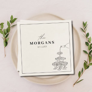 Serviette En Papier Nom personnalisé Champagne Croquis serviettes