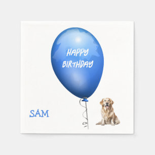 Serviette En Papier Nom personnalisé Chien photo Anniversaire serviett